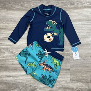 Carters Baby Boy 2 Piece Dino Rash Guard Plus Swim Trunks‎ Set Brand New